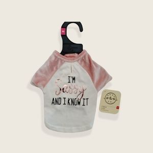 XS Dog Puppy Cat Pet pink sassy velvety shirt outfit